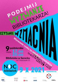 Plakat Noc Bibliotek 09.10.21