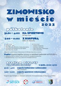 Plakat Zimowisko w mieście organizowane 31.01 - 11.02.2022...